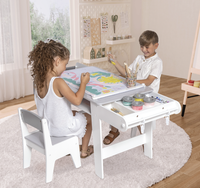 Table d'activités sensorielles moderne carrée en bois de haute qualité, écologique et durable, pour enfants, lecture et jeu dans les salons à domicile