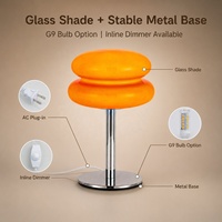 Lampe de table rétro en forme de champignon orange, à intensité variable, avec abat-jour en verre, lumière LED de chevet, base en métal, simple, économique, pour restaurant, hôtel