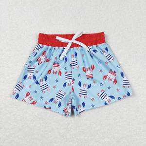 S0231 <span class=keywords><strong>RTS</strong></span> Smock 4 juillet enfants garçons maillot de bain rouge bleu étoile Shorts tenues d'été enfant en bas âge garçon vêtements Anti-rides rayé - Product Image 5