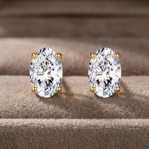 New Arrival Trendy Wedding Hypoallergenic Gold Plated <b>Stud</b> Earring Round Brilliant Cut 8A Premium Diamond 925 Sterling <b>Silver</b> - Product Image 3