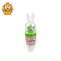 Venta caliente juguetes con forma de conejo con sabor a fruta pezón caramelo duro piruleta y polvo agrio caja de dulces embalaje