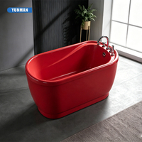 Baignoire autoportante YUNMAN moderne rectangulaire en acrylique avec rebord intégré, drainage à gauche, blanche, pour hôtels et villas
