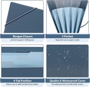 Organizzatore a Fisarmonica in PP con 5 Tasche, Cartelle Espandibili Portatili <span class=keywords><strong>per</strong></span> Documenti e Fogli, Forniture <span class=keywords><strong>per</strong></span> Scuola e Ufficio - Product Image 5
