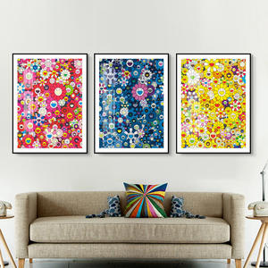 Takashi Murakami tournesol peinture décorative dessin animé japonais salon canapé fond mur papier peint chambre d'enfants murale - Product Image 3