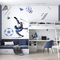 Décoration murale pour chambre d'enfant, autocollante, imperméable, antistatique, taille personnalisée, sur le thème du football, murale de football