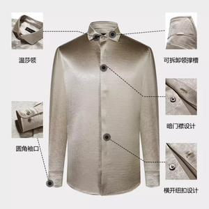 Chemises florales OEM pour hommes – Haut de gamme, décontractées, pour fêtes, mariages, bals de promo – <span class=keywords><strong>Chemise</strong></span> à manches longues infroissable 100 % polyester – Vente en gros - Product Image 2