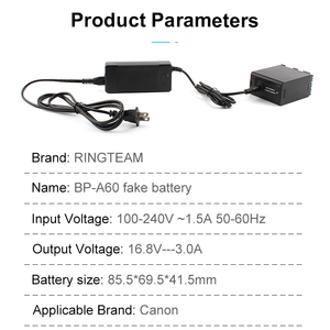 Adaptateur secteur 1,68 V avec batterie factice BP-A60 et coupleur CC pour appareil photo Canon <span class=keywords><strong>EOS</strong></span> <span class=keywords><strong>C70</strong></span> C700 C200 C500 C300 Mark II - Product Image 4