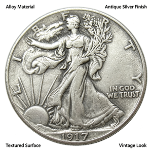Réplique de pièce de monnaie commémorative Walking Liberty Half Dollar de style antique, 1916S-1947S, en laiton plaqué argent, à imprimer, pièce de collection - Product Image 5