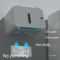 Boîte à mouchoirs en rouleau à capteur intelligent Plateau de rangement mural pour salle de bain Distributeur automatique de serviettes en papier étanche Porte-papier