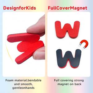 Ensemble de lettres majuscules/minuscules Art Déco colorées, autocollants magnétiques EVA, aimants pour réfrigérateur, réutilisables, amovibles, légers, pour enfants de 3 ans et plus - Product Image 4