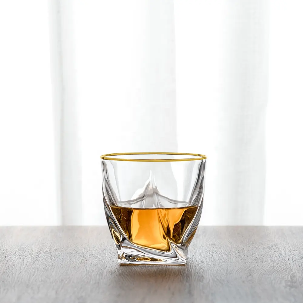 Design classique de luxe Transparent, verres à Whisky Antique, verres à Whisky électrolytique, verre doré avec bord doré