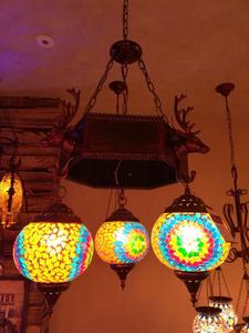 Lampes de lustre <span class=keywords><strong>Globe</strong></span>, style mosaïque turque marocain, éclairage suspendu au plafond, lampe à suspension en verre teinté - Product Image 5