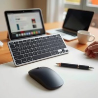 Keyboard dan Mouse Gaming Nirkabel LED Dual Mode OEM Custom 78 Tombol Mini Tahan Air 1600 DPI Ergonomis untuk Laptop Stok Tersedia