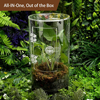 Terrarium Moderne Carré en Acrylique pour Araignées Sauteuses et Reptiles Arborescents avec Fermeture Coulissante Horizontale et Motif Uni