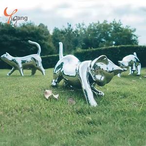 사용자 정의 광택 부드러운 고양이 금속 동상 3D 스테인레스 스틸 공원 야외 안뜰 장식 공장 디자인 동물 조각 - Product Image 3