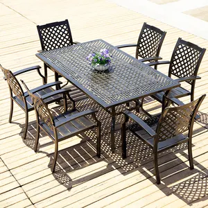 Châu Âu Và Mỹ Phổ Biến Patio Đúc Nhôm Ghế Ăn Bộ Ngoài Trời Ăn Uống Set Với Bàn Và Ghế Cho Vườn