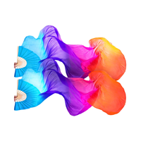 Chine Soie Bambou Fans Voiles Long Ventre Danse Soie Ventilateur Coloré Danse Tissu Fans Gradient Culte Drapeaux pour Performance De Danse