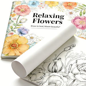 Livre de coloriage aux <span class=keywords><strong>fleurs</strong></span> relaxantes avec des motifs floraux complexes - Art-thérapie apaisante pour <span class=keywords><strong>adultes</strong></span>, papier couché, couverture souple - Product Image 4