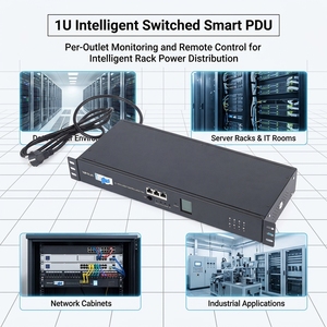 OEM ODM 1U Rack Data Center Smart PDU พร้อมโปรโตคอล <span class=keywords><strong>TCP</strong></span>/IP และ SNMP ชุดจ่ายไฟแบบติดตั้งบนแร็คที่ปรับแต่งได้ - Product Image 1