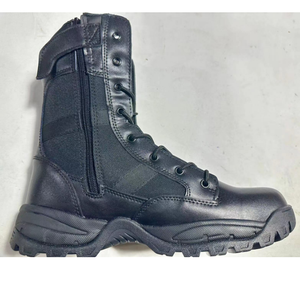 Bottes tactiques en cuir de vachette marron et noir TSB13 avec manchons Oxford respirants, bottes de combat classiques légères à tige haute - Product Image 2