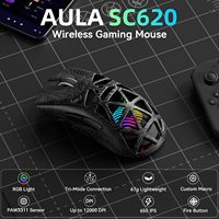 Souris de jeu sans fil Aula SC620, tri-mode 2,4 GHz/USB-C/BT5.3, 12000 DPI, macro programmable, rétroéclairage RVB, touches Rapid Fire, 8 boutons