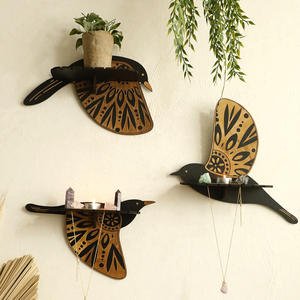 लकड़ी पक्षी क्रिस्टल शेल्फ उपचार क्रिस्टल भंडारण फांसी दीवार सजावट कला और शिल्प प्रदर्शन घर सजावट - Product Image 1