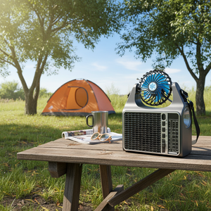 Altoparlante Portatile Multifunzione con Pannello Solare, Ventola di Raffreddamento, Radio e Tracolla FP-128-S-BT-Speaker-Silver Cina - Product Image 3