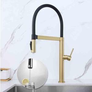 Nieuw Ontwerp Slanke Roestvrijstalen Uittrekbare Keukenkraan 3-weg Magnetische Docking Enkelvoudige Handgreep <span class=keywords><strong>Mixer</strong></span> Met Multifunctionele Kop - Product Image 1