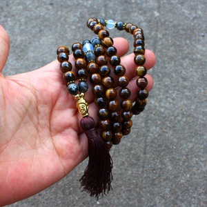 Collana Mala con 108 Perle in Occhio <span class=keywords><strong>di</strong></span> Tigre, Collana <span class=keywords><strong>di</strong></span> Preghiera Curativa in Pietra Naturale, Meditazione, Protezione Spirituale, Ciondolo con Nappina - Product Image 3