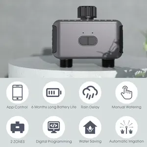Tuya Smart Home Garden Watering Timers <strong>Programmable</strong> <strong>2</strong>-Outlet Sprinkler/Drip Irrigation Controller Rain Delay Water Valve - Product Image 2