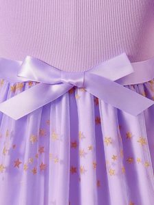 Gaun Tulle Anak Perempuan Balita Gaun Tutu Kasual Putri Pesta Ulang Tahun Tanpa Lengan Ruffle Musim Panas Bayi Perempuan Pola Bintang 2-7 Tahun - Product Image 4