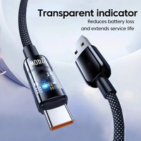 Kabel Pengisian Daya Super Cepat 240W QC 3.0 USB Type-C dengan Bahan Anyaman dan Layar LED Digital untuk Ponsel