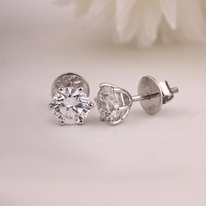 Boucles d'oreilles classiques en diamants de laboratoire, sertissage en canal, or blanc 14K et plaqué rhodium, taille brillant VVS, bijoux fins pour soirée - Product Image 4