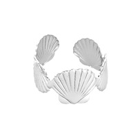 Bagues ouvertes tendance pour femmes en acier inoxydable plaqué or 18 carats, design créatif en mosaïque de coquillages marins - Vente en gros, usine transfrontalière