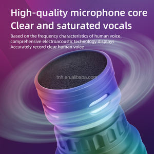 TNH UM-WX82 красочный RGB светящийся беспроводной портативный микрофон с переключаемыми светодиодными лампами перезаряжаемый приемник для караоке - Product Image 5