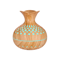 Diffuseur d'Arômes Humidificateur USB 300ML, Vase à Fleurs, Ultrasonique, Purificateur d'Air, Grain de Bois, Atomiseur d'Huiles Essentielles pour Voiture