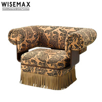 WISEMAX FURNITURE - Canapé-lit simple de style moderne du milieu du siècle, fauteuil d'appoint en chenille à imprimé léopard avec franges pour salon
