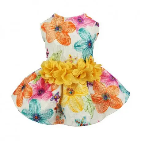 New Factory Stock Coral Dog Flower Skirt Solid Pattern Pet Dress for Summer Sustainable Pet Clothing