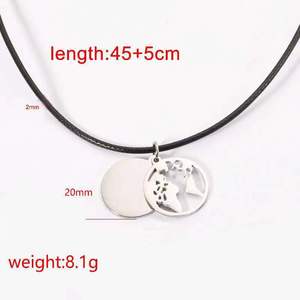 Collier circulaire géométrique avec <span class=keywords><strong>carte</strong></span> du <span class=keywords><strong>monde</strong></span> ajourée, chaîne de clavicule, bijoux pour hommes et femmes - Product Image 5
