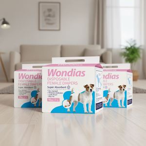 OEM ODM Couches jetables pour chiennes, anti-fuite, respirantes latéralement, fournitures pour animaux de compagnie, vente en gros directe usine - Product Image 1