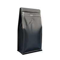 Sachet d'emballage pour grains de café personnalisé, givré, 250g, 340g, 500g, 8oz, avec fermeture éclair, fond plat, finition mate, en aluminium, avec valve et zip
