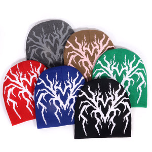 Gorro de Punto Personalizado con Logotipo, Cómodo, Otoño Invierno, Estilo Y2K, Jacquard, Patrón de Corazón Marrón, Gorra Hip Hop - Product Image 1