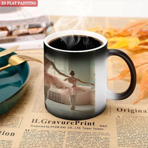 Modern Desktop Decor Drinking Mug Frosted Black 11oz <b>Ceramic</b> Heat Activated Color Changing <b>Cup</b> - Product Image 5