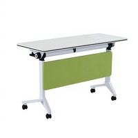 Table de formation mobile pliable avec cadre blanc, panneau vert et roulettes pour réunions de bureau, salles de formation et salles de classe