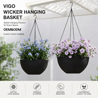 Jardinière suspendue en résine Vike 12/14 pouces avec maille intérieure respirante, résistante à la corrosion, pour usage intérieur/extérieur, fabricant OEM/ODM, sur mesure