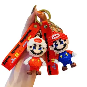 MB1 Cartoon Mario Block Schlüssel bund Anime Mario Key Chain Ring Kreative Maschine Auto Nette Schult asche Anhänger Mario Bros Key Chain