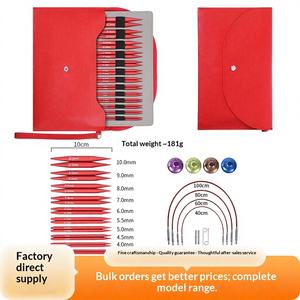 Lot de 13 paires d'aiguilles à tricoter circulaires détachables rouges mats de 10 cm pour pulls, emballées dans un étui, vente en gros transfrontalière - Product Image 2