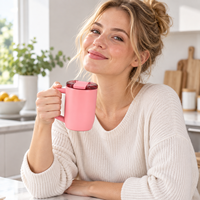 Mug de voyage isotherme en acier inoxydable 304 à double paroi, anti-fuite, réutilisable, avec couvercle rabattable, 16 oz, pour usage quotidien - Vente en gros