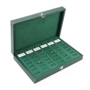 Кожаный Органайзер Ювелирных Изделий Витрина Кольцо упаковочная коробка для хранения пользовательских логотипов замок