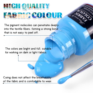 Panwenbo 6 màu vải sơn 25ml không độc hại màu sơn thiết lập đầy màu sắc vải sơn thiết lập cho quần áo - Product Image 3